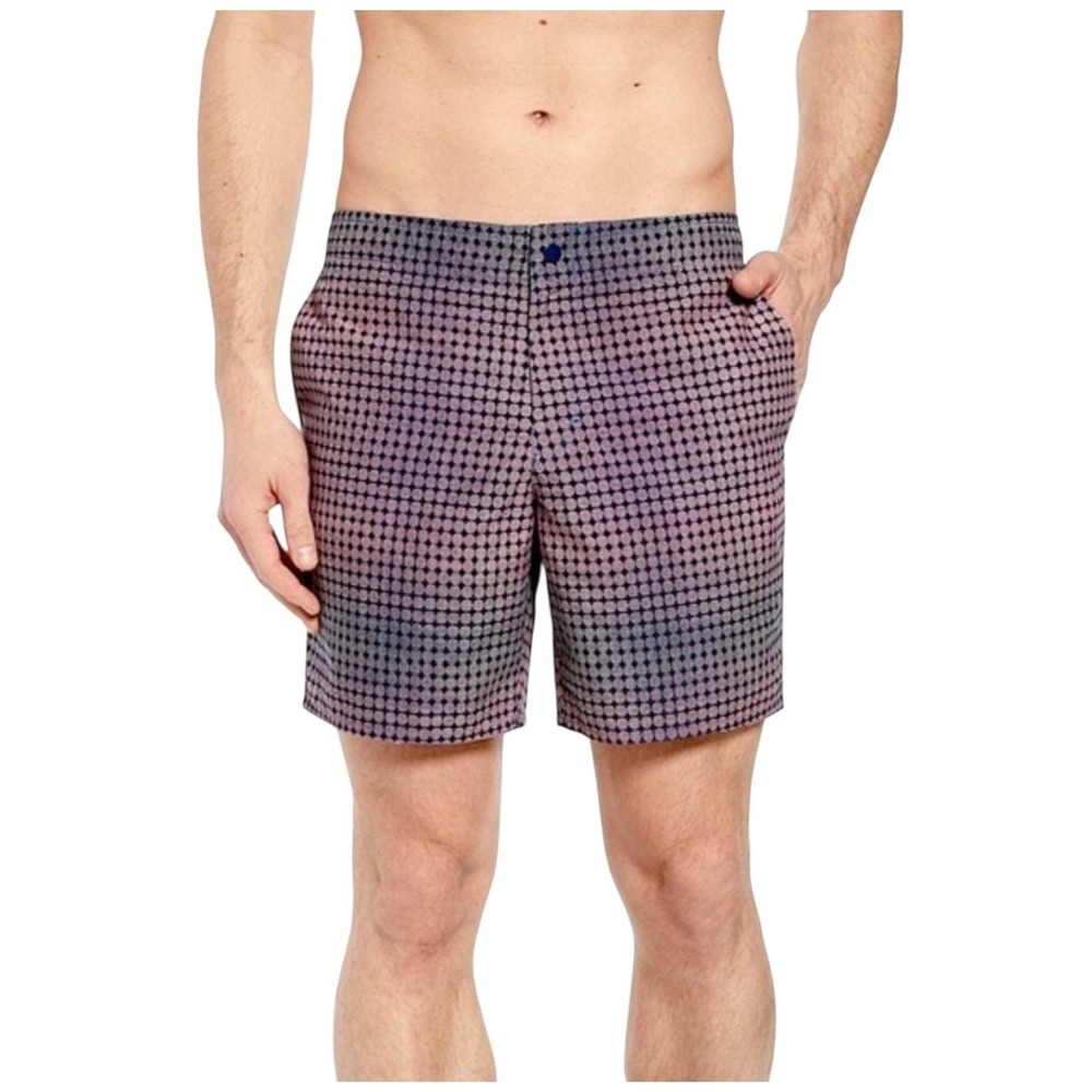 Zachary Prell Swim Trunks Mens 38‎ Pink Blue Geometric Print Board Shorts Lined